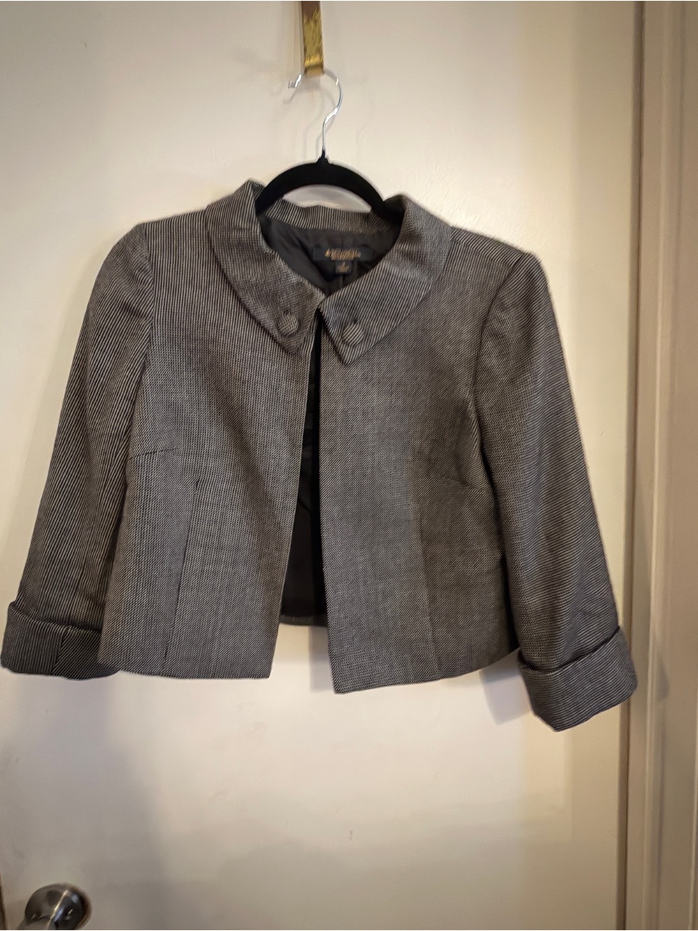 Brooks Brothers Gray Cropped Blazer with Rounded Collar